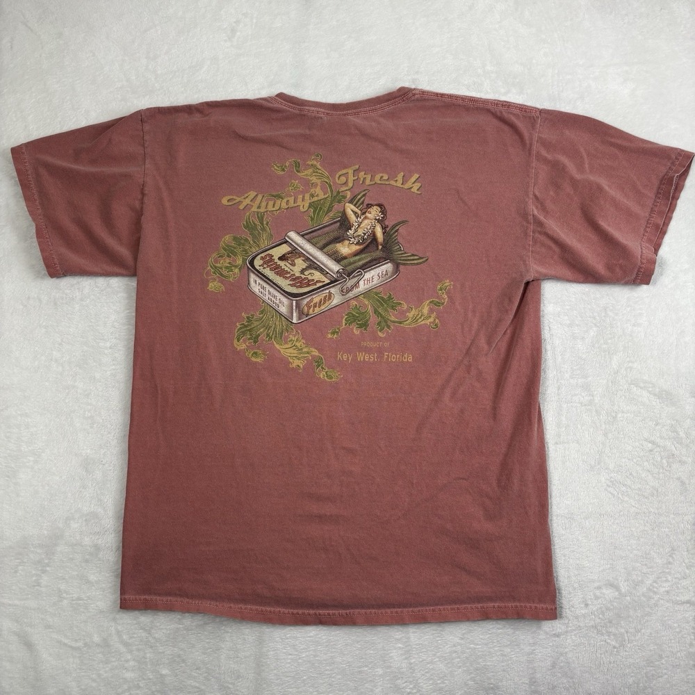 Gildan Mermaids Always Fresh Sardines Key West Florida Red SS Graphic Shirt LG
